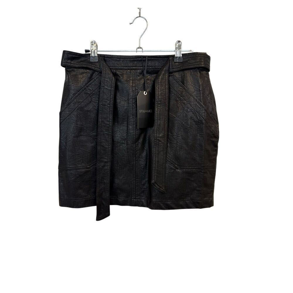 Stella Luce Black Vegan Leather Skirt